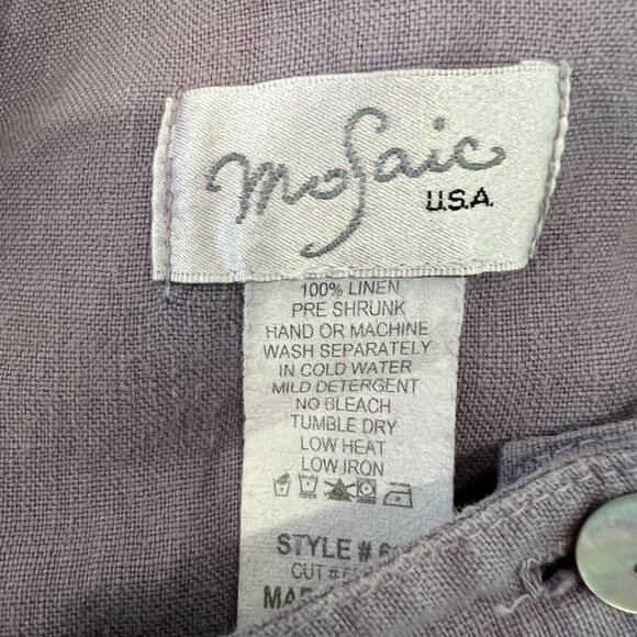 Mosaic Top Women's Linen 3/4 Sleeves Tunic Lavender  Sz XL Lagenlook  Boho - Picture 6 of 6